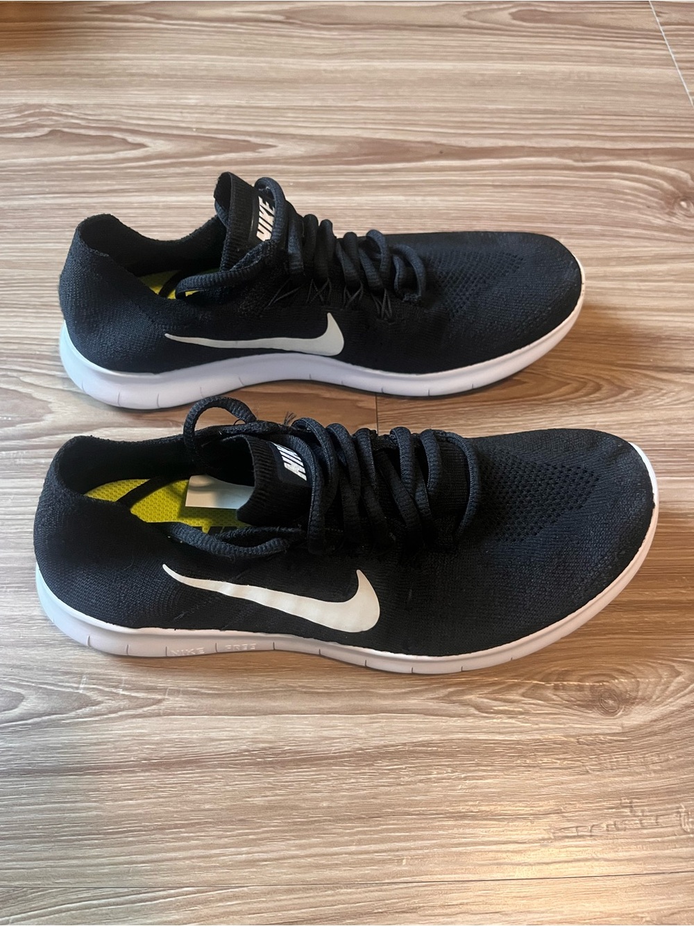 Nike Free RN Flyknit, Black and White Women’s Size 8